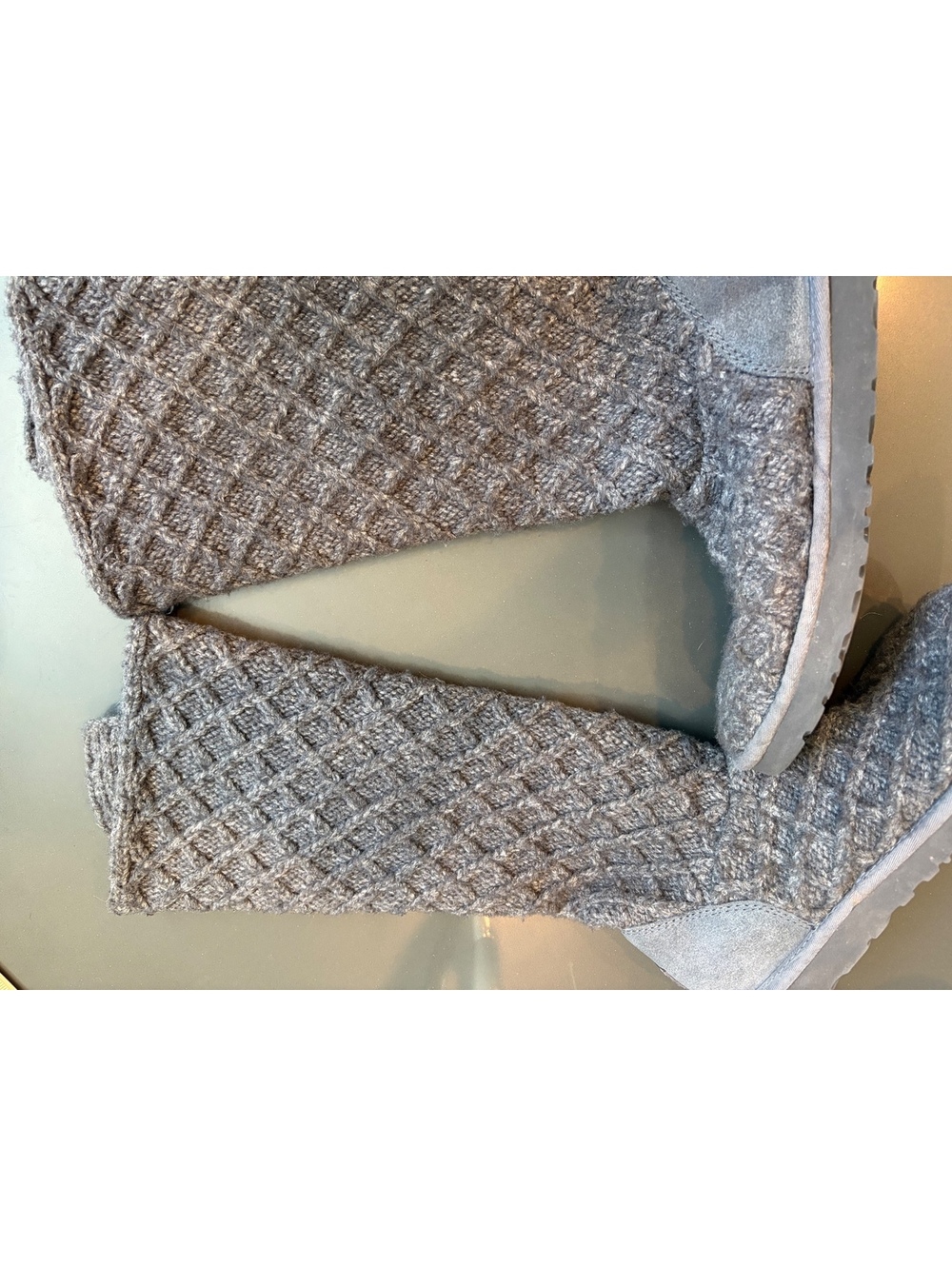UGG Australia Women's Gray Knit Button Mid-Calf Boots Size 10 - Picture 9 of 12